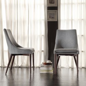 Walden Grey Fabric Upholstered Dining Chairs Set of 2