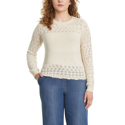 NINE WEST POINTELLE SWEATER - CREAM L:- L, Cream