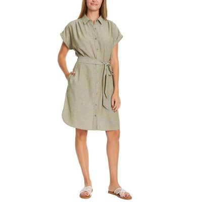 NINE WEST SHIRT DRESS - OLIVE L:- Olive - Online Only, L