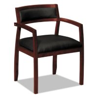 basyx VL850 Wood Guest Chair, Black/Mahogany