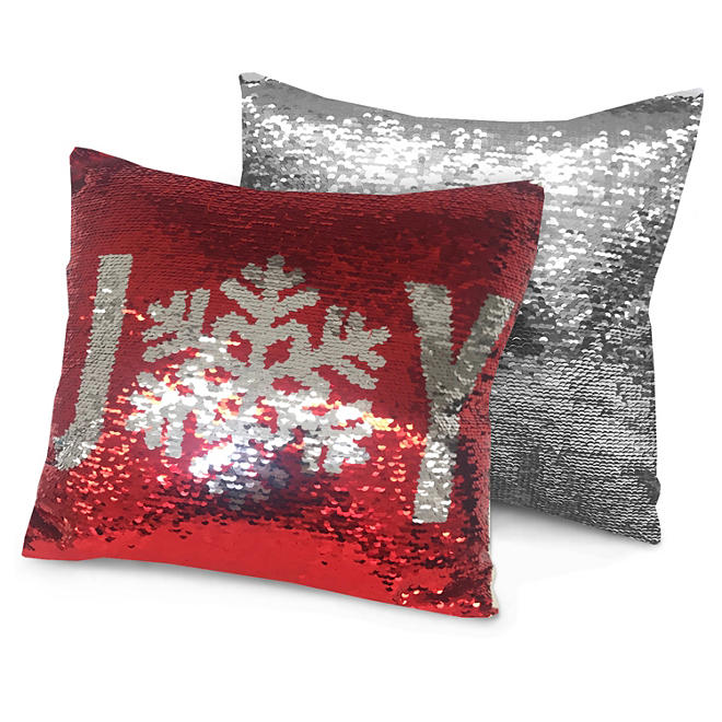 Idea Nuova Holiday Joy Reversible Sequin Pillow, 16" x 16"