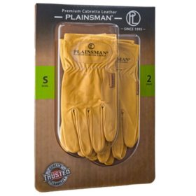 Plainsman Tan Leather Gloves, 2 Pairs