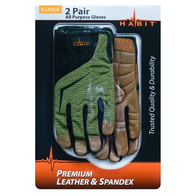 Habit® X-Large Leather and Spandex All Purpose Work Glove - 2 Pack ...