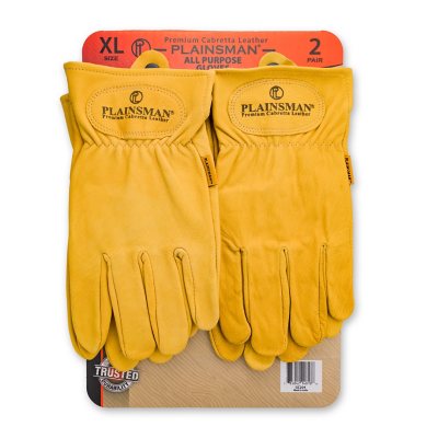 Plainsman Tan Premium Cabretta Leather Gloves - 2 Pairs (XL):- X Large