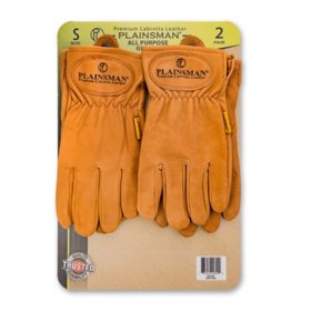 Plainsman Premium Cabretta Brown Leather Gloves (2 Pairs)