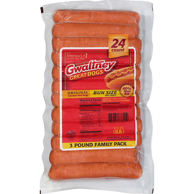 Gwaltney Original Chicken Hot Dogs Family Pack 24 ct.