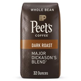 Peet's Coffee Dark Roast Whole Bean, Major Dickason's Blend 32 oz.