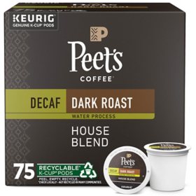 Peet's Coffee Decaf  Dark Roast K-Cup Pods, House Blend 75 ct.