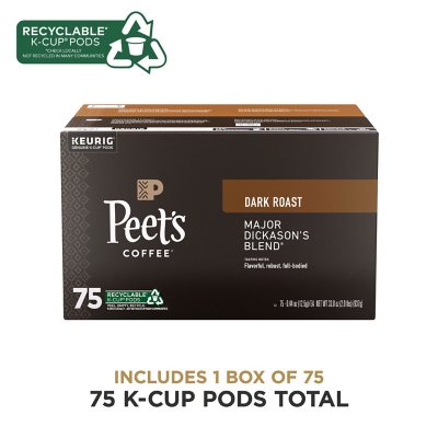 Peet's Coffee Dark Roast K-cup Pods, Major Dickason's Blend (75 ct