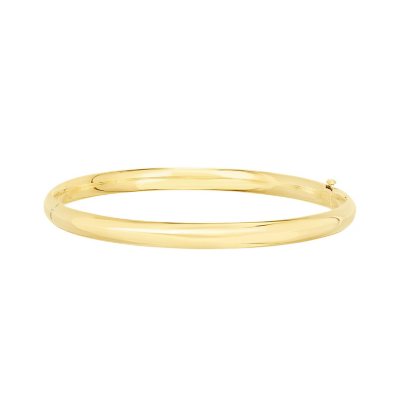 High Polished Hollow Bangle Bracelet in 14K Gold - Yellow Gold, 8', 5mm:- Yellow Gold, 8', 5mm