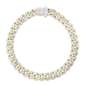 Pave Miami Cuban Bracelet 8.25", 8mm in 14K Two-Tone Gold