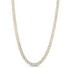 Pave Miami Cuban Necklace 22", 8mm in 14K Two-Tone Gold