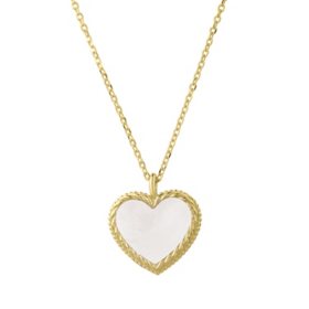 Mother of Pearl Heart Pendant in 14K Gold