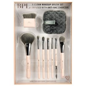 BPL 9-Piece Professional Makeup Artist Brush Collection with Anti-Bacterial Charcoal