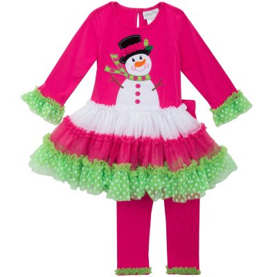 Emily Rose Boutique Snowman 2 Pc Outfit Set Tunic Dress Legging Christmas 2T 4 