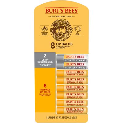 Burt's Bees 100% Natural Origin Beeswax Moisturizing Lip Balm (8