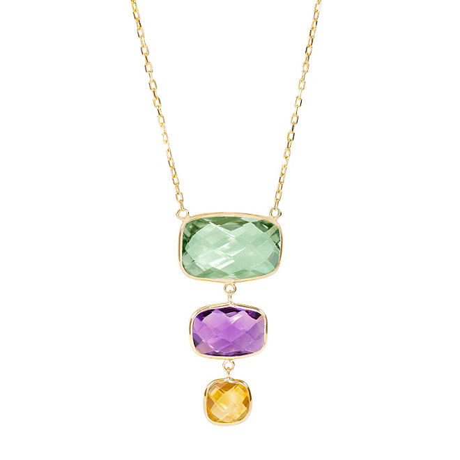 Cascading Multi-Gemstone Necklace in 14K Yellow Gold