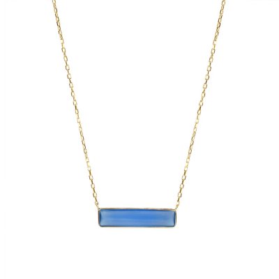 Blue Onyx Bar Necklace in 14K Yellow Gold - Sam's Club