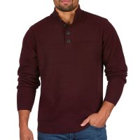 Haggar Marled Button Mockneck Sweater