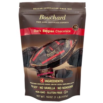 Bouchard 72 Cacao Dark Belgian Chocolate Bites (16 oz.) Sam's Club