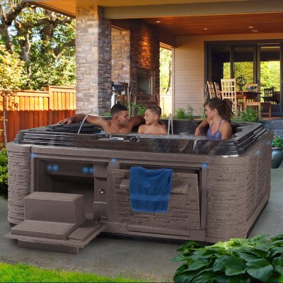 Essential Hot Tubs Sequoia 90-Jet Lounger Spa in Espresso - 91x91x40 - Bed  Bath & Beyond - 27211588