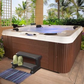 Essential Hot Tubs Sequoia 90-Jet Lounger Spa in Espresso - 91x91x40 - Bed  Bath & Beyond - 27211588