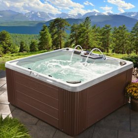 Essential Hot Tubs Sequoia 90-Jet Lounger Spa in Espresso - 91x91x40 - Bed  Bath & Beyond - 27211588