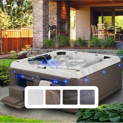 Everlast Spas Grand Estate 90-Jet Acrylic Spa:- Non-Lounger, Sterling Silver