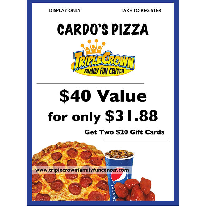 Cardo's Pizza - 2 x $20 Giftcards