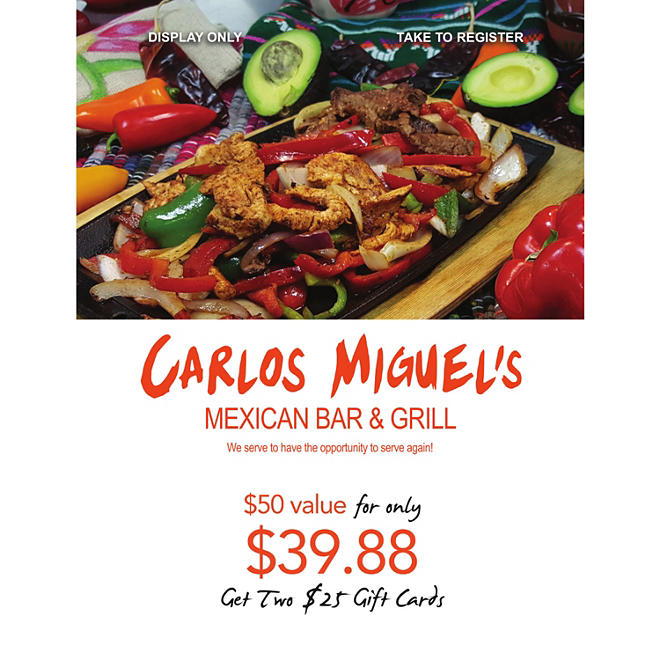 Carlos Miguel's - 2 x $25 for $39.88