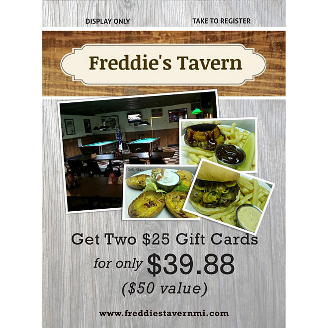 Freddie's Tavern - 2 x $25 Giftcards