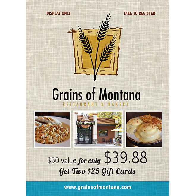 Grains Of Montana - 2 x $25 Giftcards