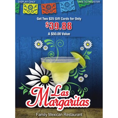 Las Margaritas Ks 2 x 25 Giftcards Sam's Club