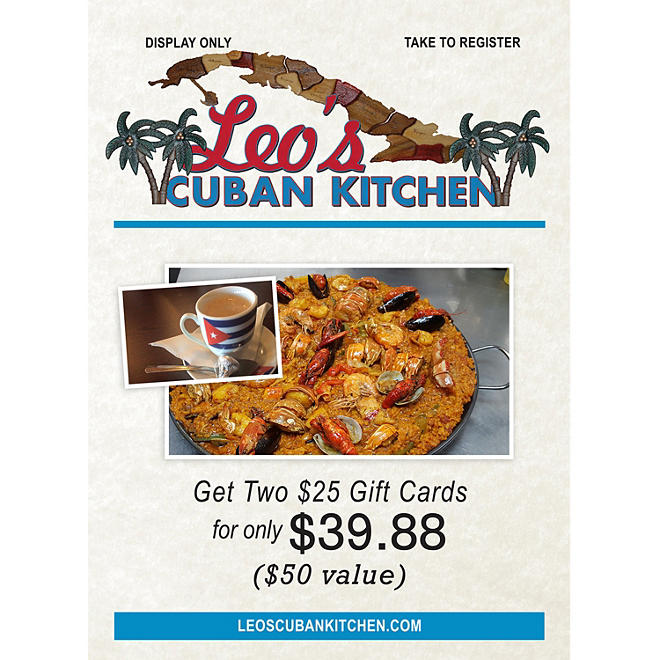 Leo's Cuban Kitchen - 2 x $25 Giftcards
