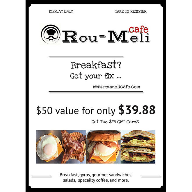Rou-Meli Cafe - 2 x $25 Giftcards