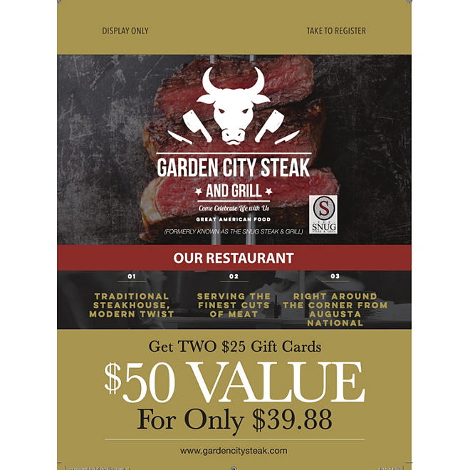 Snug Steak And Grill - 2 x $25 Giftcards