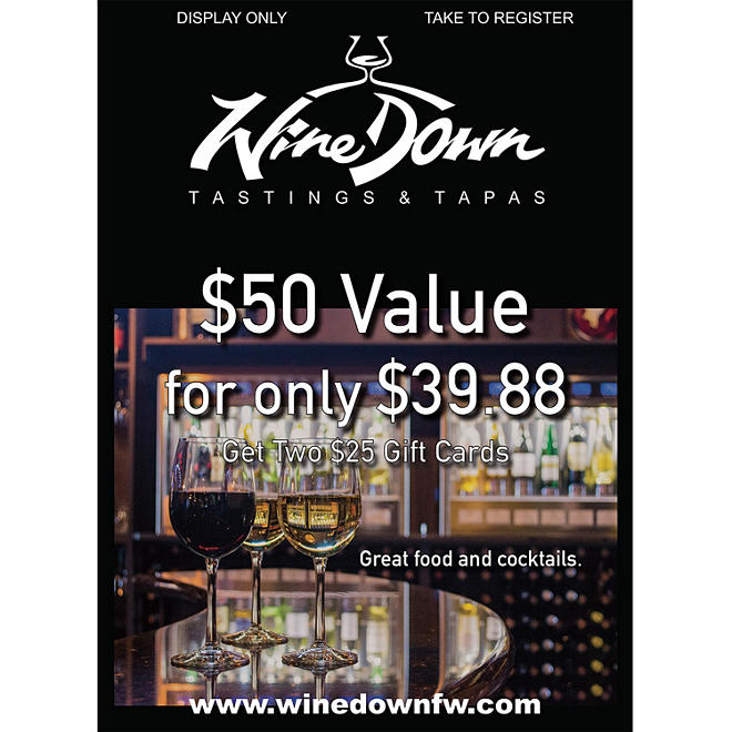Wine Down - 2 x $25 Giftcards