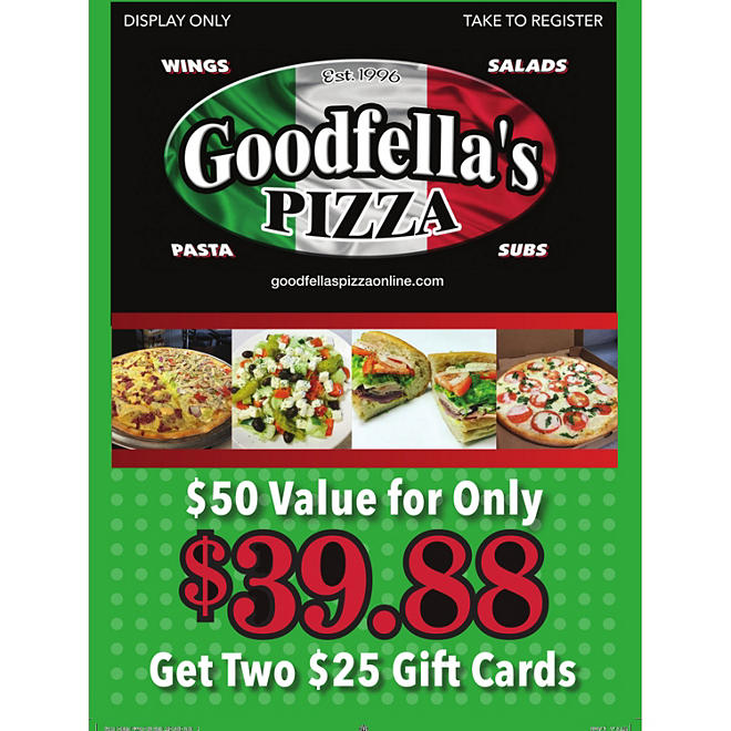 Good Fellas Pizza - 2 x $25 Giftcards