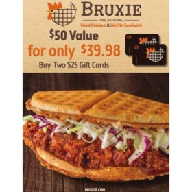 Bruxie $50 Value Gift Cards - 2 x $25