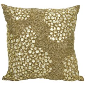 Light Gold Fully Beaded 20" x 20" Decorative Pillow By Nourison