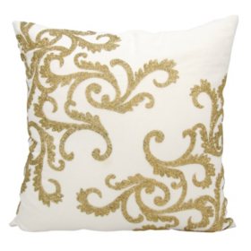 Gold Beaded Corner Scroll 20 X 20 Decorative Pillow By Nourison Sam S Club