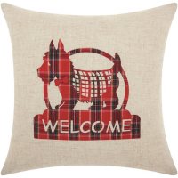 Mina Victory Home For The Holiday Welcome Scottie Natural Throw Pillow 