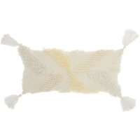 Mina Victory Life Styles Texture & Tassels Throw Pillow, Cream