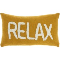 Mina Victory Life Styles "Relax" Tufted Word Lumbar Throw Pillow (Assorted Colors)