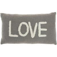 Mina Victory Life Styles "Love" Tufted Word Lumbar Throw Pillow (Assorted Colors)