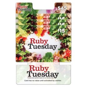 Ruby Tuesday $45 Gift Card Multi-Pack, 3 x $15