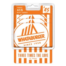 Whataburger $45 Gift Card Multi-Pack, 3 x $15