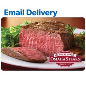 Omaha Steaks Email Delivery Gift Card, Various Amounts