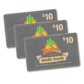 Taco Time $30 Value Gift Cards - 3 x $10
