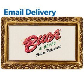 Buca di Beppo Email Delivery Gift Card, Various Amounts